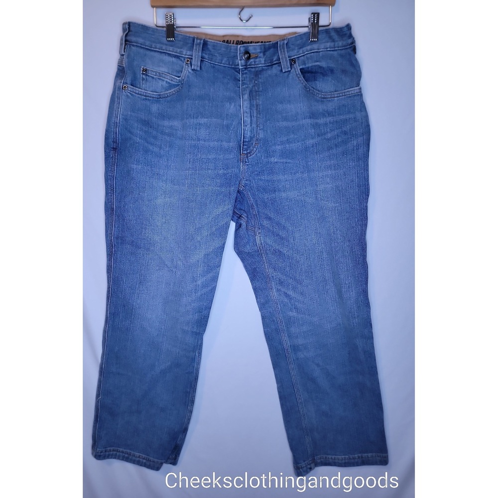 Duluth Trading Co Flex Ballroom Relaxed Fit Jeans Mens 36x28 Blue Workwear - Picture 2 of 8